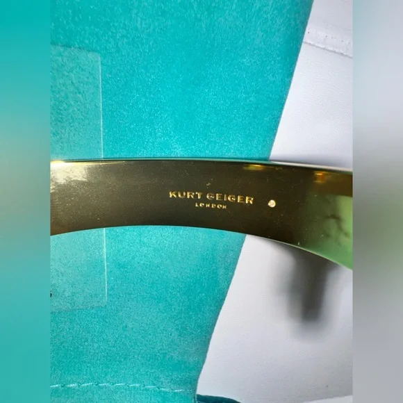 Kurt Geiger London Gold Tone Signature Southbank Pave Bangle Bracelet 7” inner - Picture 3 of 7